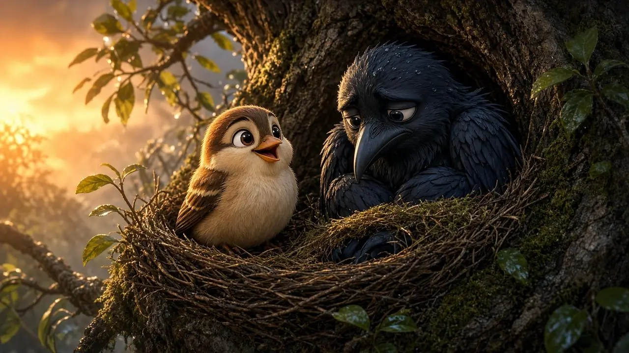 Islamic Stories The Grateful Sparrow cartoon
