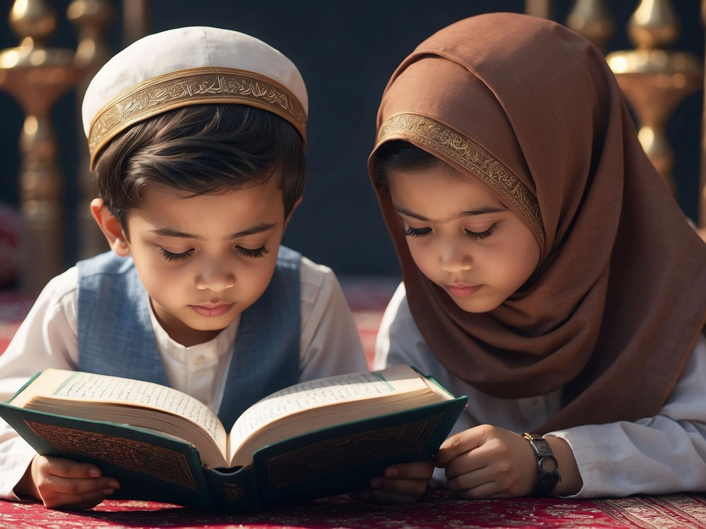 Children reading the Quran together