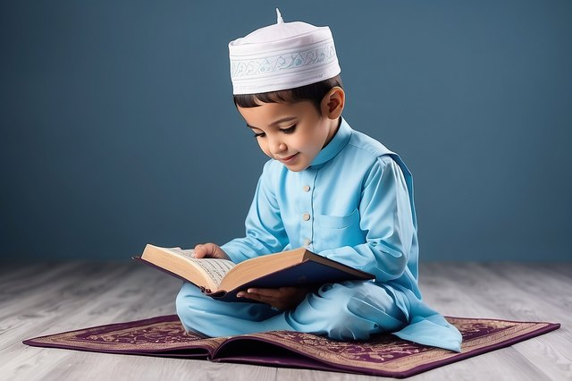 Child learning Quran online in a live one-to-one class